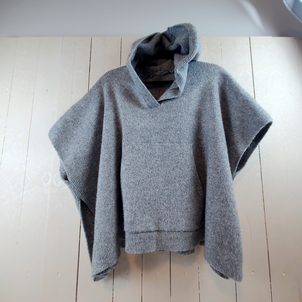 Gray Hooded Women's Poncho Sweatshirt